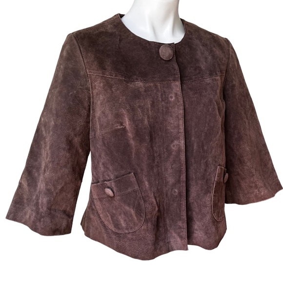 Live A Little Distressed Leather Swing Jacket, Brown. - Picture 4 of 11
